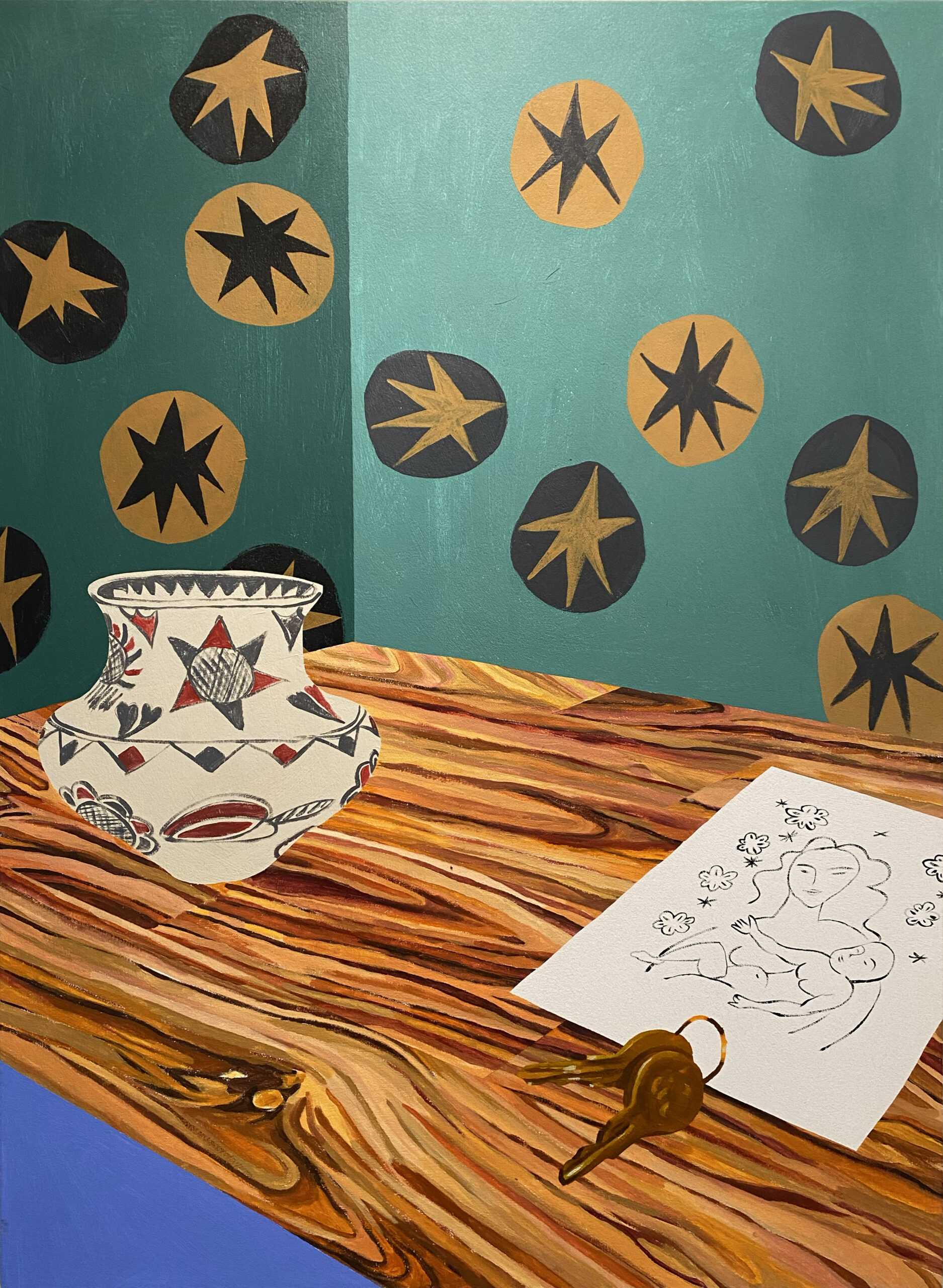 Painting by Sierra Montoya Barela, Matisse Drawing, 2019, Acrylic-on-canvas, 38x28